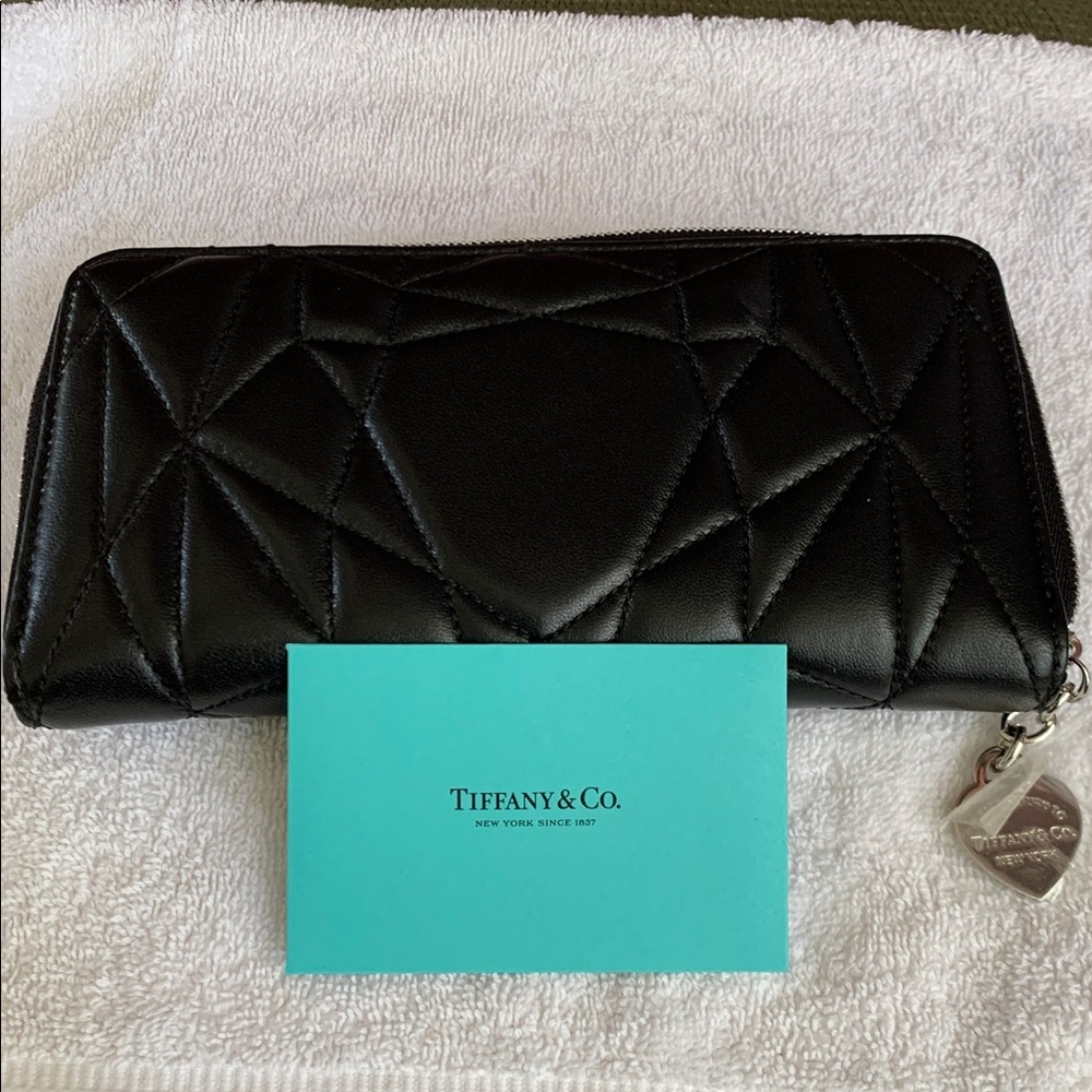 Tiffany & Co. Black Quilted Women's Zip Around Wallet